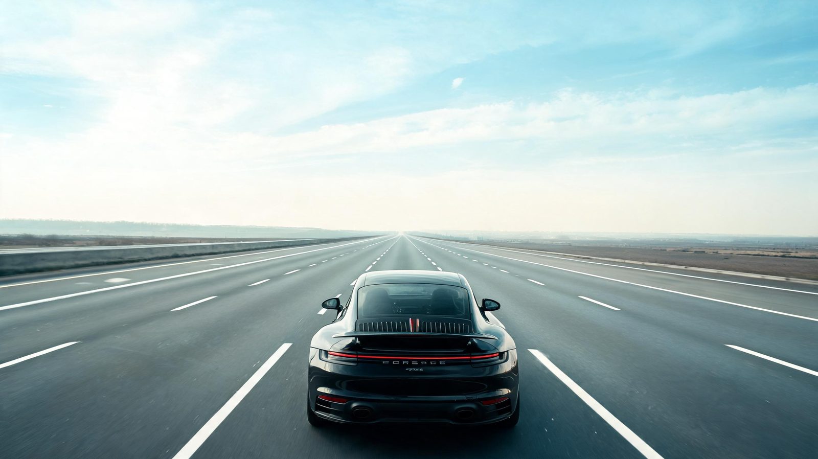 Black Porsche 911 on open highway — Halo Fuel Scottsdale